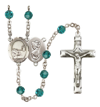 Sterling Silver 6mm Saint Christopher / Fishing Rosary