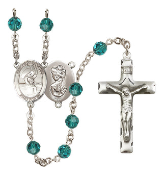 Sterling Silver 6mm Saint Christopher/Water Polo Men Rosary