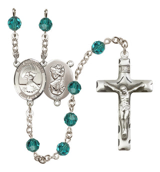 Sterling Silver 6mm Saint Christopher/Water Polo Women Rosary