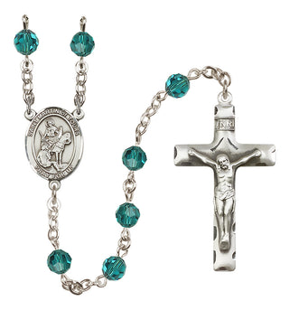 Sterling Silver 6mm Austrian Crystal Saint Martin of Tours Rosary in Zircon