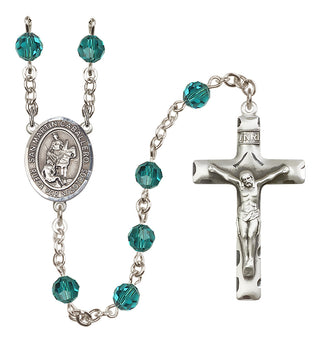 Sterling Silver 6mm Austrian Crystal San Martin Caballero Rosary in Zircon