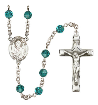 Sterling Silver 6mm Austrian Crystal Saint Dominic Savio Rosary in Zircon