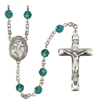 Sterling Silver 6mm Austrian Crystal Saint Bernard of Clairvaux Rosary in Zircon