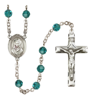 Sterling Silver 6mm Austrian Crystal Saint Rebecca Rosary in Zircon