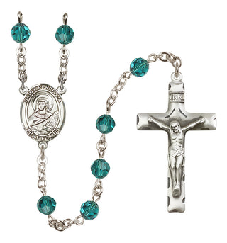 Sterling Silver 6mm Austrian Crystal Saint Perpetua Rosary in Zircon