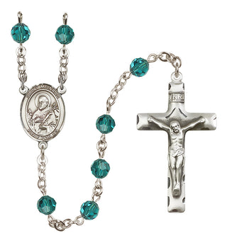 Sterling Silver 6mm Austrian Crystal Saint Meinrad of Einsiedeln Rosary in Zircon