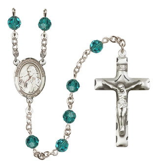 Sterling Silver 6mm Austrian Crystal Saint Finnian of Clonard Rosary in Zircon