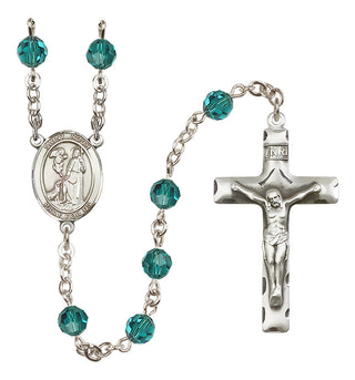 Sterling Silver 6mm Austrian Crystal Saint Roch Rosary in Zircon