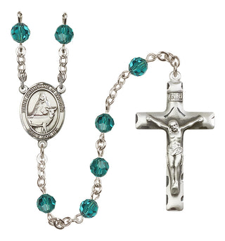 Sterling Silver 6mm Austrian Crystal Saint Catherine of Sweden Rosary in Zircon