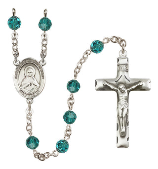 Sterling Silver 6mm Austrian Crystal Immaculate Heart of Mary Rosary in Zircon