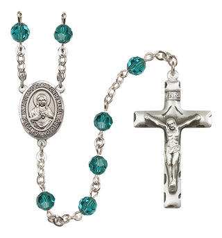 Sterling Silver 6mm Austrian Crystal Corazon Inmaculado de Maria Rosary in Zircon