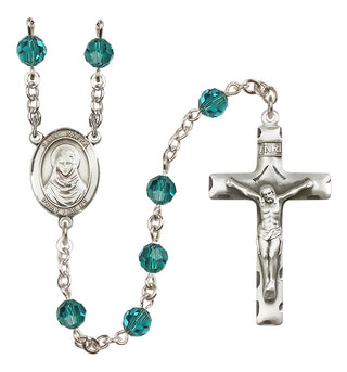 Sterling Silver 6mm Austrian Crystal Saint Rafka Rosary in Zircon