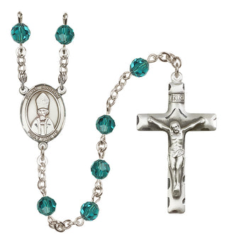 Sterling Silver 6mm Austrian Crystal Saint Anselm of Canterbury Rosary in Zircon