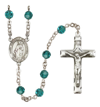 Sterling Silver 6mm Austrian Crystal Saint Catherine of Alexandria Rosary in Zircon