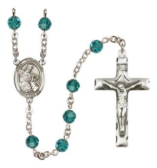 Sterling Silver 6mm Austrian Crystal Saint Eustachius Rosary in Zircon