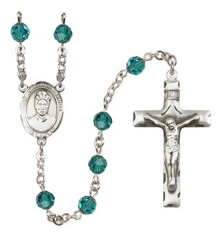 Sterling Silver 6mm Austrian Crystal Saint Josephine Bakhita Rosary in Zircon