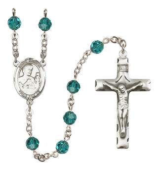 Sterling Silver 6mm Austrian Crystal Saint Kieran Rosary in Zircon