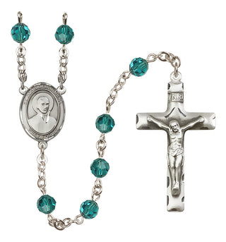 Sterling Silver 6mm Austrian Crystal Saint John Berchmans Rosary in Zircon