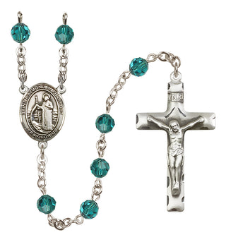 Sterling Silver 6mm Austrian Crystal Saint Raymond of Penafort Rosary in Zircon