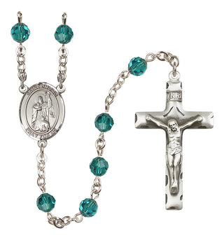 Sterling Silver 6mm Austrian Crystal Saint Drogo Rosary in Zircon