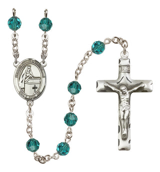 Sterling Silver 6mm Austrian Crystal Blessed Emilee Doultremont Rosary in Zircon