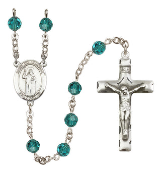 Sterling Silver 6mm Austrian Crystal Saint Columbkille Rosary in Zircon