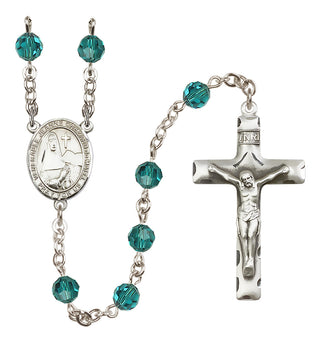 Sterling Silver 6mm Austrian Crystal Saint Jeanne Chezard de Matel Rosary in Zircon