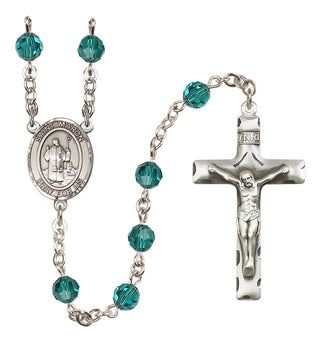 Sterling Silver 6mm Austrian Crystal Saint Maron Rosary in Zircon