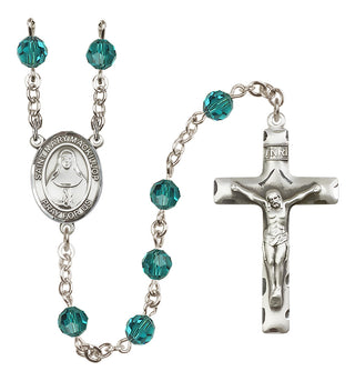 Sterling Silver 6mm Austrian Crystal Saint Mary Mackillop Rosary in Zircon