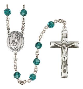 Sterling Silver 6mm Austrian Crystal Guardian Angel of the World Rosary in Zircon