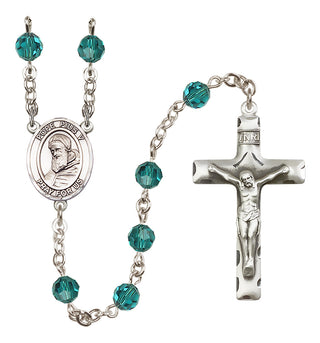Sterling Silver 6mm Austrian Crystal Pope Pius V Rosary in Zircon
