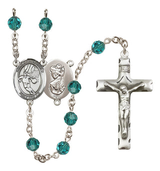 Sterling Silver 6mm Saint Christopher/Basketball Rosary