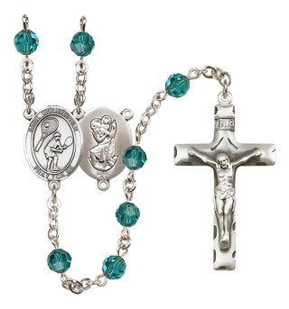 Sterling Silver 6mm Saint Christopher/Tennis Rosary