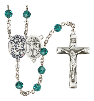Sterling Silver 6mm Austrian Crystal Saint Sebastian/Karate Rosary in Zircon