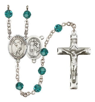 Sterling Silver 6mm Austrian Crystal Saint Sebastian/Lacrosse Rosary in Zircon