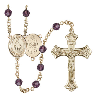 14 Karat Gold-Filled 6mm Austrian Crystal Virgen Milagrosa Rosary in Amethyst
