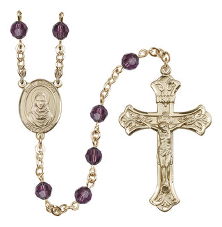 14 Karat Gold-Filled 6mm Austrian Crystal Saint Rebecca Rosary in Amethyst