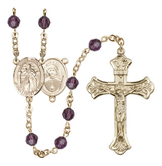 14 Karat Gold-Filled 6mm Austrian Crystal Divine Mercy Rosary in Amethyst