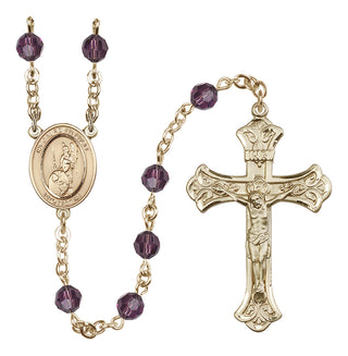 14 Karat Gold-Filled 6mm Austrian Crystal Guardian Angel of the World Rosary in Amethyst