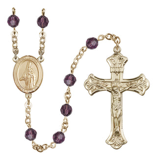 14 Karat Gold-Filled 6mm Austrian Crystal Saint Emma Uffing Rosary in Amethyst