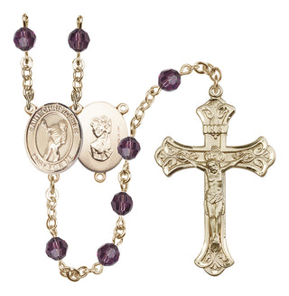 14 Karat Gold-Filled 6mm Austrian Crystal Saint Christopher/Lacrosse Rosary in Amethyst