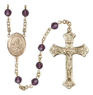 14 Karat Gold 6mm Austrian Crystal San Jose Rosary in Amethyst