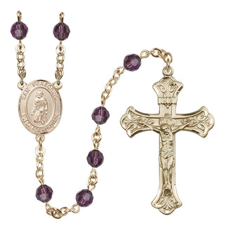 14 Karat Gold 6mm Austrian Crystal San Peregrino Rosary in Amethyst