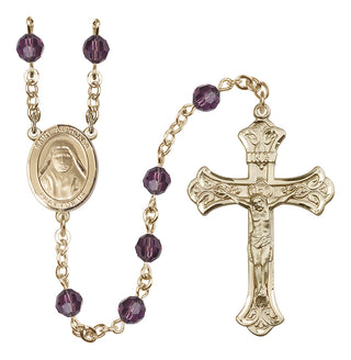 14 Karat Gold 6mm Austrian Crystal Saint Alphonsa of India Rosary in Amethyst