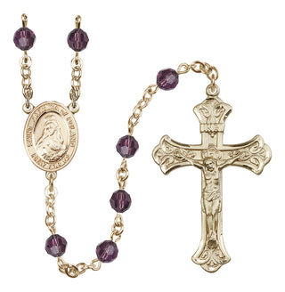 14 Karat Gold 6mm Austrian Crystal Saint Jadwiga of Poland Rosary in Amethyst