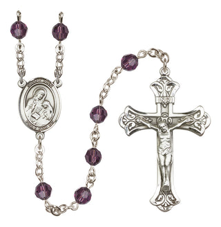 Sterling Silver 6mm Austrian Crystal Saint Ann Rosary in Amethyst