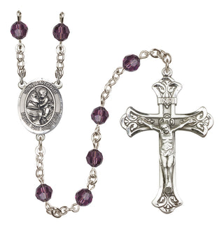 Sterling Silver 6mm Austrian Crystal San Antonio Rosary in Amethyst