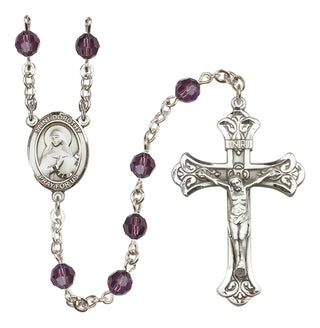 Sterling Silver 6mm Austrian Crystal Saint Dorothy Rosary in Amethyst