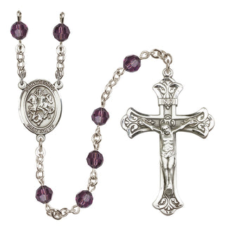 Sterling Silver 6mm Saint George  Engraved Catholic Rosaries