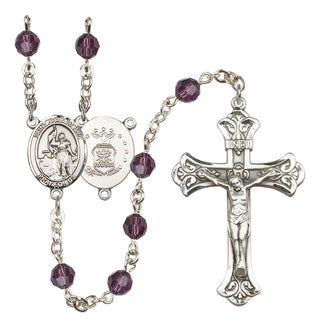 Sterling Silver 6mm Austrian Crystal Saint Joan of Arc / Air Force Rosary in Amethyst
